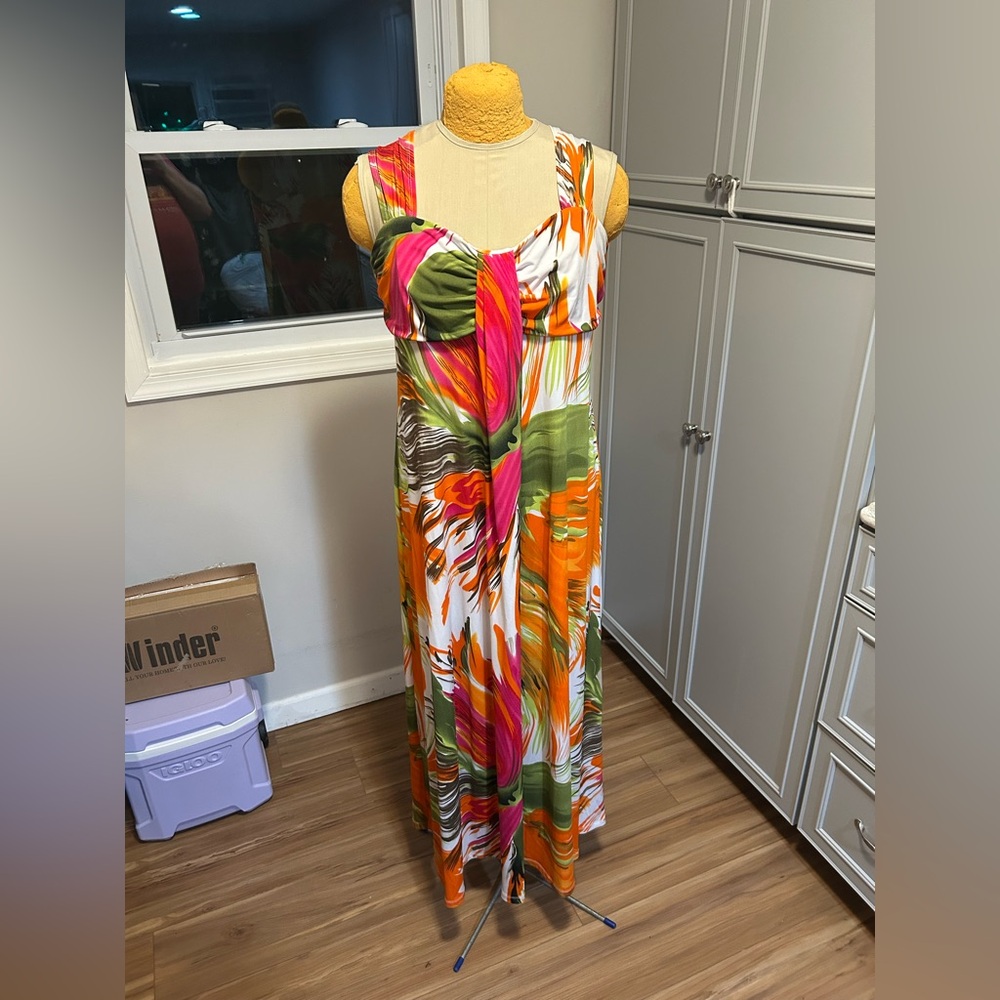 Attitudes by Renee Tropical Floral Maxi Dress Size XL